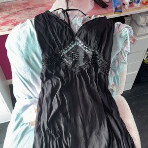 SHEIN Black Lace-Trim Swim Coverup